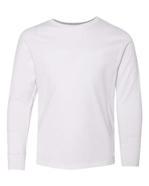Lat 6201 Youth Fine Jersey Long Sleeve Tee - White - HIT a Double