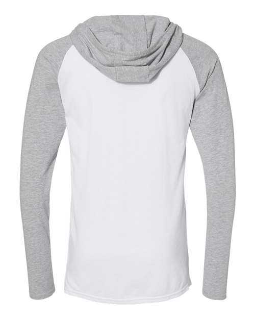 Lat 6917 Fine Jersey Hooded Long Sleeve Raglan T-Shirt - Blended White Vintage Heather White - HIT a Double