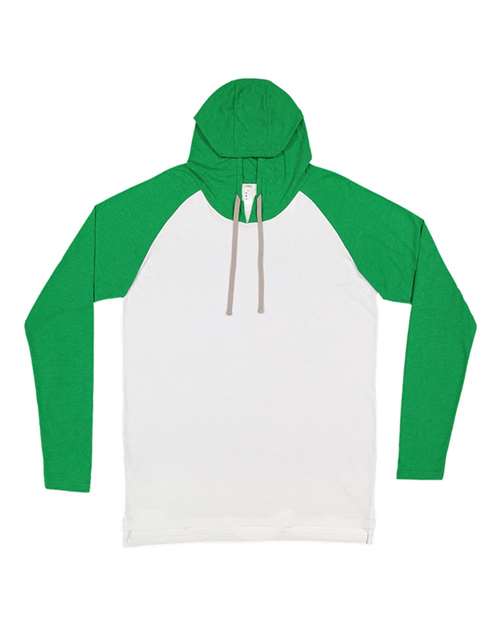 Lat 6917 Fine Jersey Hooded Long Sleeve Raglan T-Shirt - Blended White Vintage Green Titanium - HIT a Double