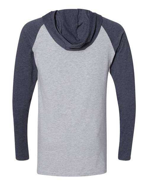 Lat 6917 Fine Jersey Hooded Long Sleeve Raglan T-Shirt - Vintage Heather Vintage Navy White - HIT a Double
