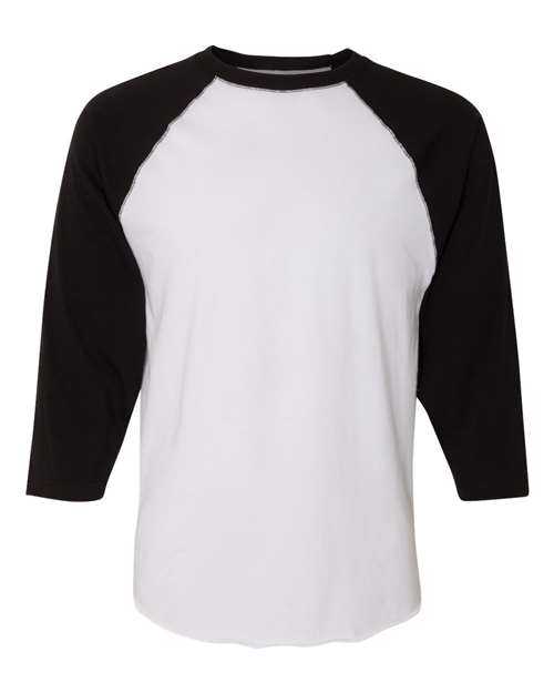 Lat 6930 Baseball Fine Jersey Tee - White Solid Black - HIT a Double