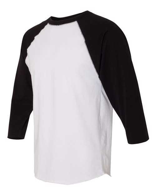 Lat 6930 Baseball Fine Jersey Tee - White Solid Black - HIT a Double