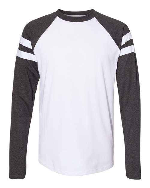 Lat 6934 Fine Jersey Mash Up Long Sleeve Tee - Blended White Vintage Smoke - HIT a Double