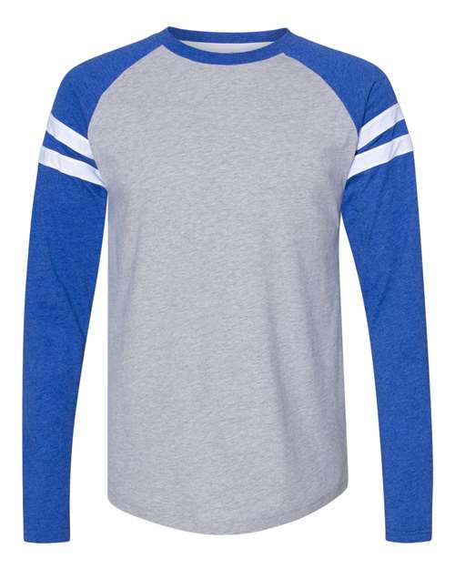 Lat 6934 Fine Jersey Mash Up Long Sleeve Tee - Vintage Heather Vintage Royal - HIT a Double