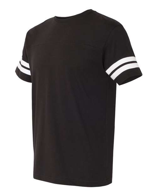 Lat 6937 Football Fine Jersey Tee - Black Solid White - HIT a Double