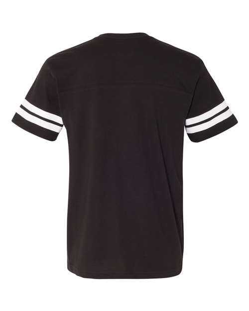 Lat 6937 Football Fine Jersey Tee - Black Solid White - HIT a Double