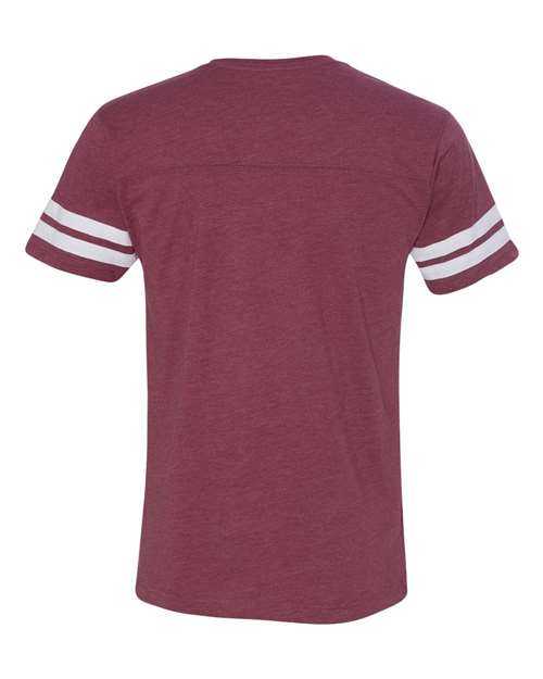 Lat 6937 Football Fine Jersey Tee - Vintage Burgundy White - HIT a Double