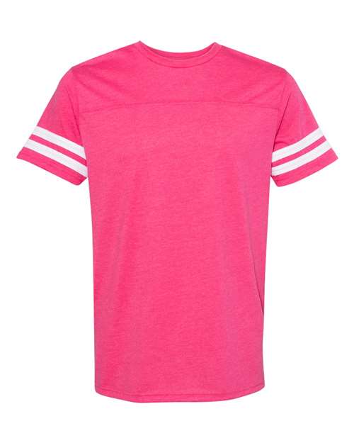 Lat 6937 Football Fine Jersey Tee - Vintage Hot Pink White - HIT a Double