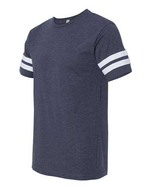 Lat 6937 Football Fine Jersey Tee - Vintage Navy White - HIT a Double