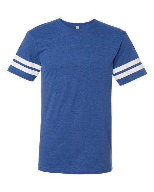 Lat 6937 Football Fine Jersey Tee - Vintage Royal White - HIT a Double