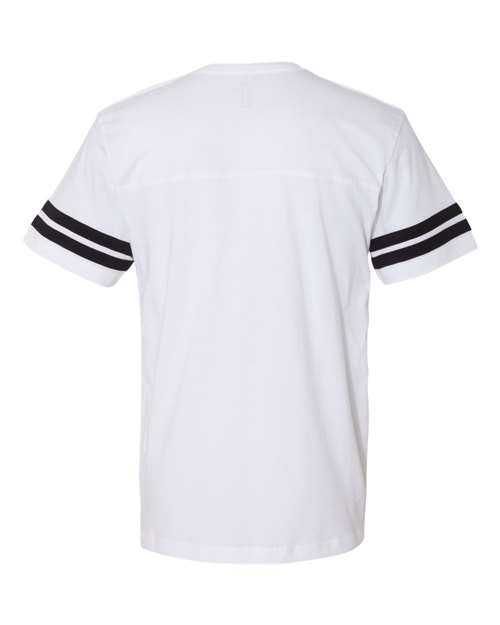Lat 6937 Football Fine Jersey Tee - White Solid Black - HIT a Double