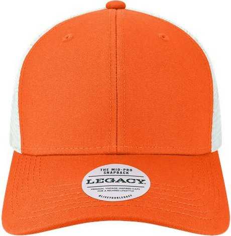 Legacy MPS Mid-Pro Snapback Trucker Cap - Orange/ White - HIT a Double - 1