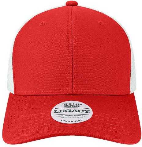 Legacy MPS Mid-Pro Snapback Trucker Cap - Scarlet Red/ White - HIT a Double - 1