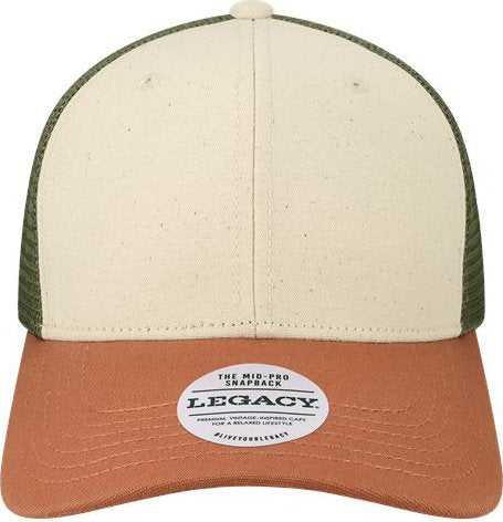 Legacy MPS Mid-Pro Snapback Trucker Cap - Stone/ Bronze/ Light Olive Green - HIT a Double - 1