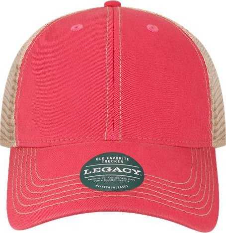 Legacy OFAY Youth Old Favorite Trucker Cap - Dark Pink/ Khaki - HIT a Double - 1