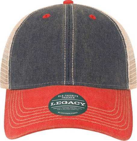 Legacy OFAY Youth Old Favorite Trucker Cap - Navy/ Scarlet Red/ Khaki - HIT a Double - 1