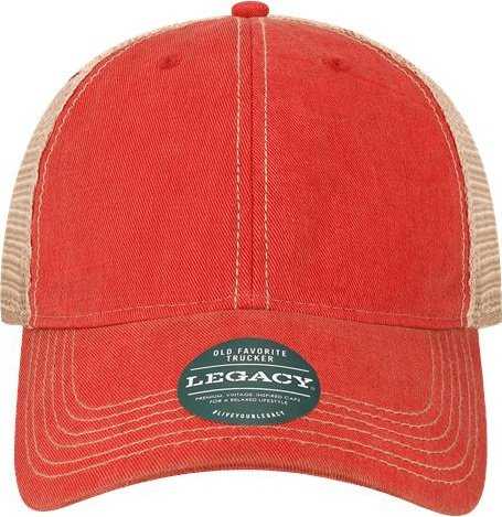 Legacy OFAY Youth Old Favorite Trucker Cap - Scarlet Red/ Khaki - HIT a Double - 1