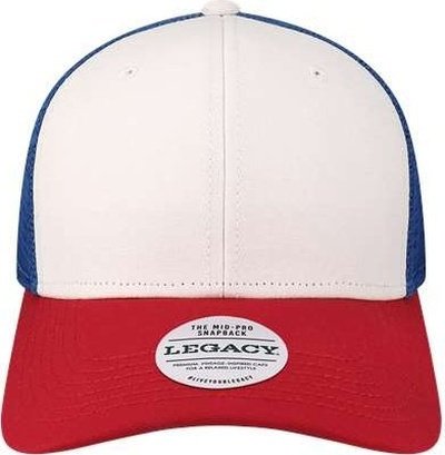 Legacy MPS Mid-Pro Snapback Trucker Cap - White Red Royal - HIT a Double - 1