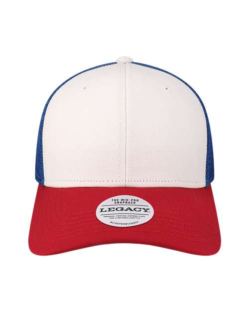 Legacy MPS Mid-Pro Snapback Trucker Cap - White Red Royal - HIT a Double - 1