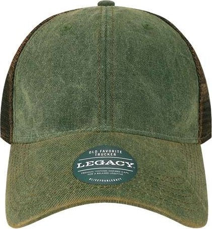 Legacy OFA Old Favorite Trucker Cap - Green Brown - HIT a Double - 1