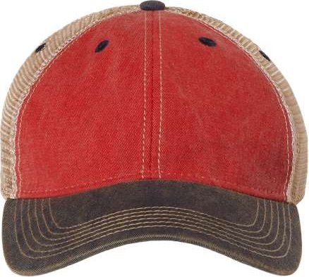 Legacy OFA Old Favorite Trucker Cap - Scarlet Red Navy Khaki - HIT a Double
