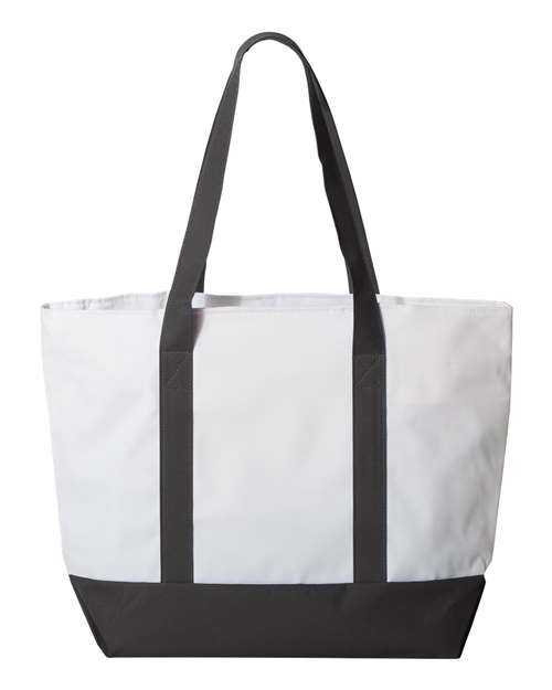 Liberty Bags 7006 Bay View Zippered Tote - White Black - HIT a Double