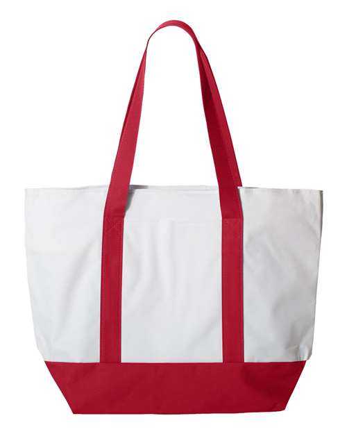 Liberty Bags 7006 Bay View Zippered Tote - White Red - HIT a Double