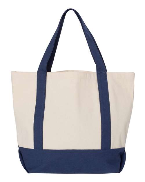 Liberty Bags 8867 Seaside Boater Tote - Natural Navy - HIT a Double