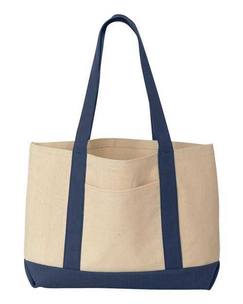 Liberty Bags 8869 Leeward Boater Tote - Natural Navy - HIT a Double