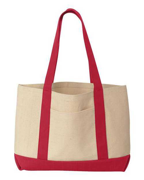 Liberty Bags 8869 Leeward Boater Tote - Natural Red - HIT a Double
