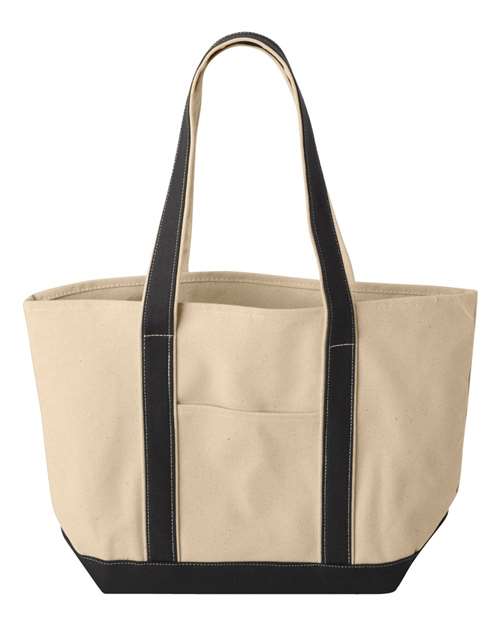 Liberty Bags 8871 Large Boater Tote - Natural Black - HIT a Double
