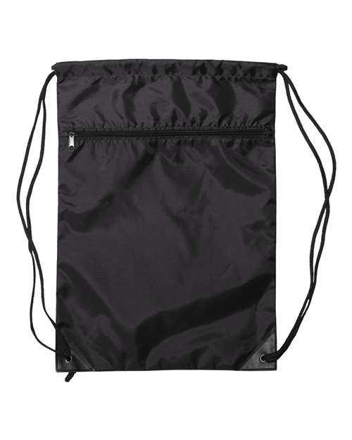 Liberty Bags 8888 Zippered Drawstring Backpack - Black - HIT a Double