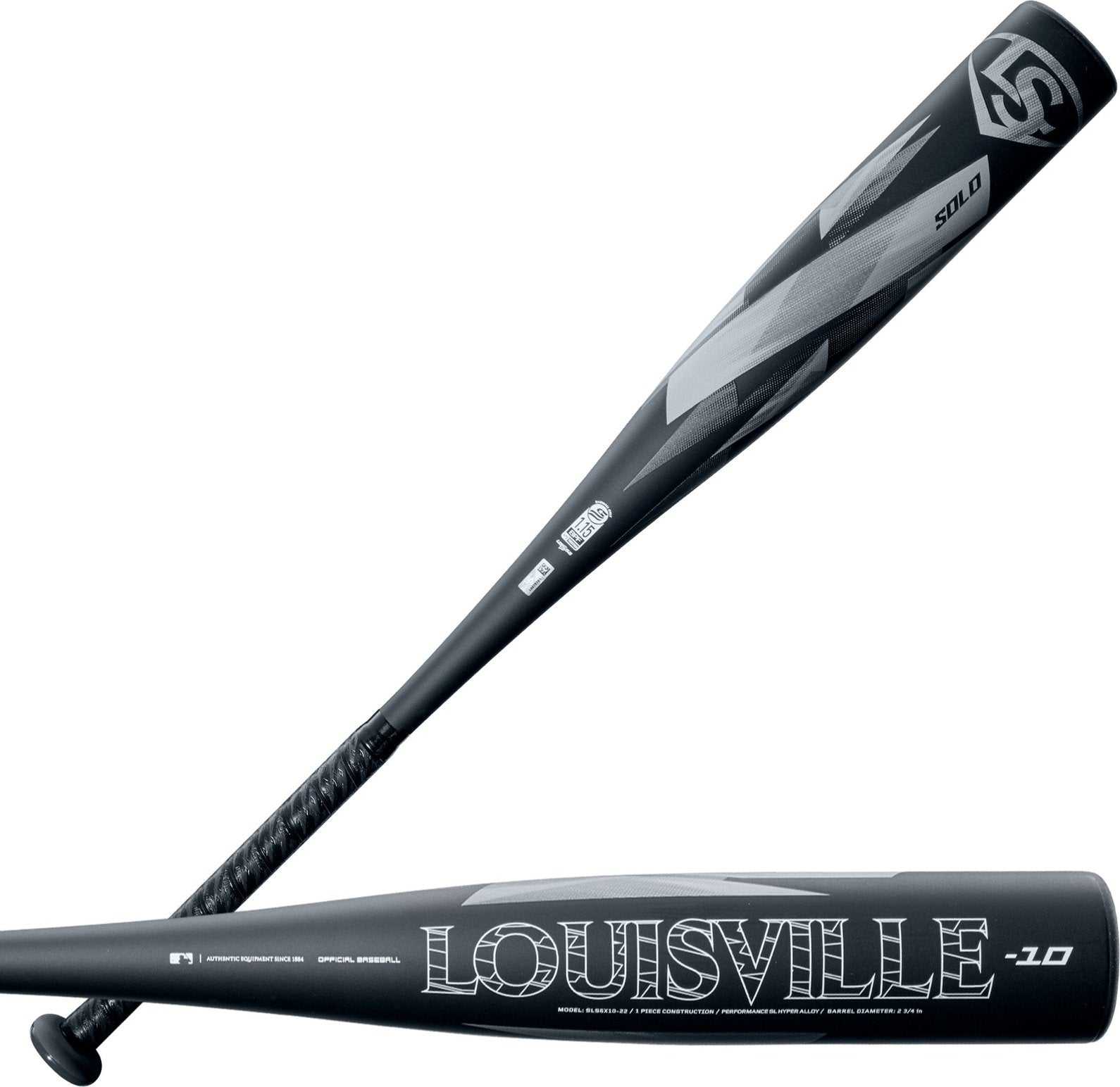 Louisville Slugger 2022 Solo 6 (-10) Sr League 2 3/4" Bat - Black Dark Gray - HIT A Double
