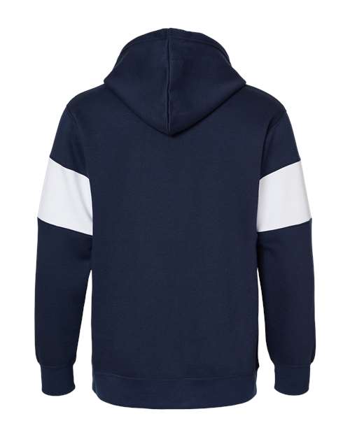 MV Sport 22709 Classic Fleece Colorblocked Hooded Sweatshirt - Navy - HIT a Double