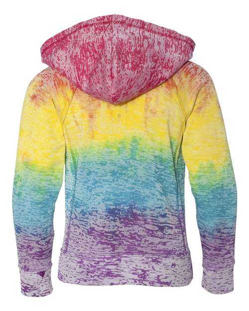 MV Sport W1162Y Girls Courtney Burnout V-Notch Hooded Sweatshirt - Rainbow Stripe - HIT a Double