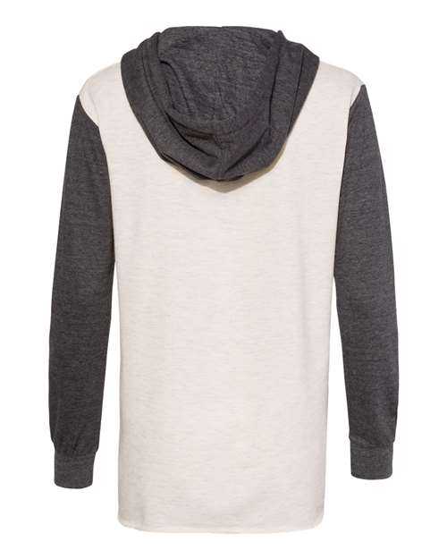 MV Sport W20145 Womens French Terry Hooded Pullover with Colorblocked Sleeves - Charcoal Oatmeal - HIT a Double