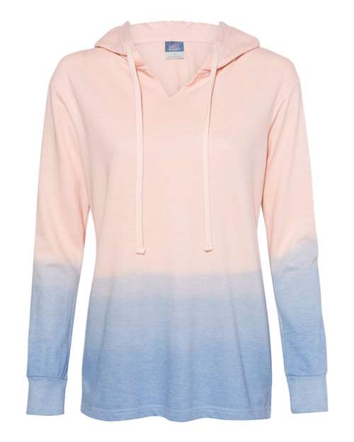 MV Sport W20185 Women&#39;s French Terry Ombr Hooded Sweatshirt - Cameo Pink Stonewash - HIT a Double