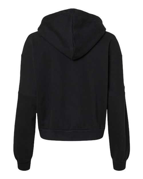 MV Sport W21751 Women's Sueded Fleece Cropped Hooded Sweatshirt - Black - HIT a Double