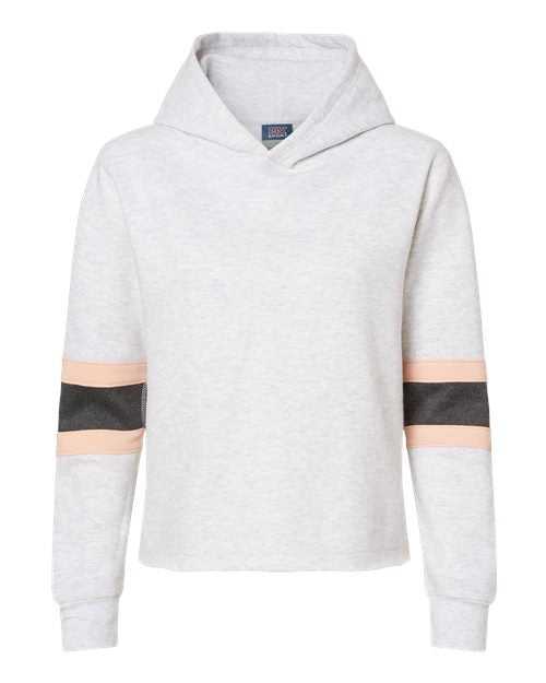 MV Sport W22135 Women&#39;s Sueded Fleece Thermal Lined Hooded Sweatshirt - Ash Cameo Pink Charcoal - HIT a Double