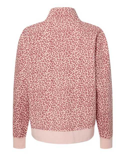 MV Sport W22713 Women's Sueded Fleece Quarter-Zip Sweatshirt - Cameo Pink Orchid Ice Leopard - HIT a Double