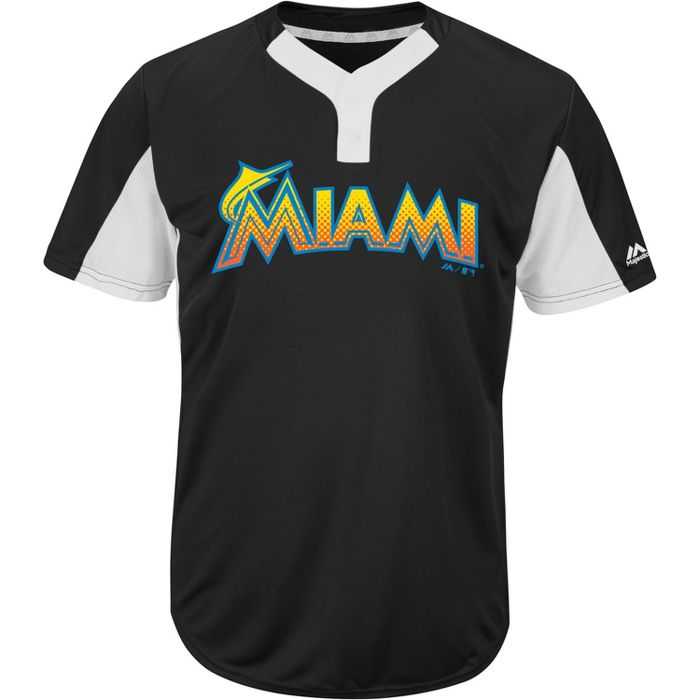 Majestic IY83-I383 MLB Premier Eagle 2-Button Jersey - Miami Marlins - HIT a Double
