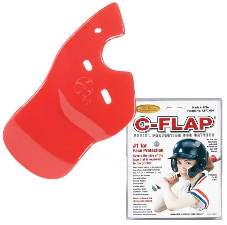 Markwort C-Flap Facial Protection for Left Handed Batter - Red - HIT A Double