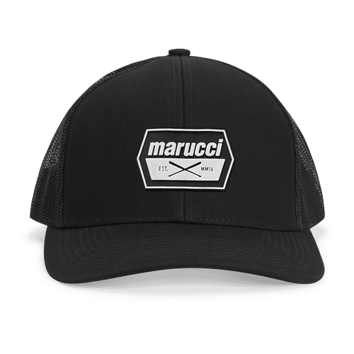Marucci Cross Bats Rubber Patch Trucker Snapback Hat - Black - HIT a Double - 2