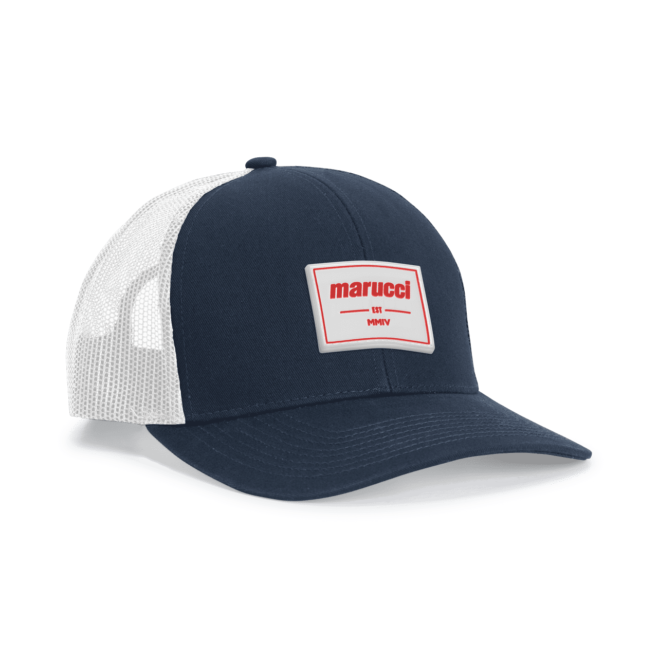 Marucci Established Rubber Patch Trucker Snapback Hat - Navy White - HIT a Double - 1