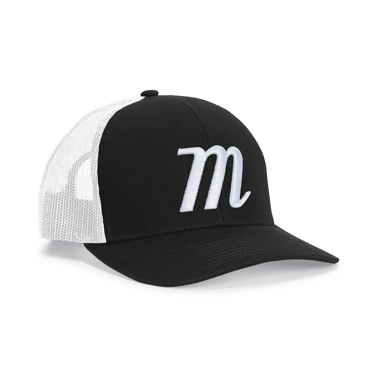 Marucci &#39;M &#39; Trucker Snapback Hat - Black White - HIT a Double - 1