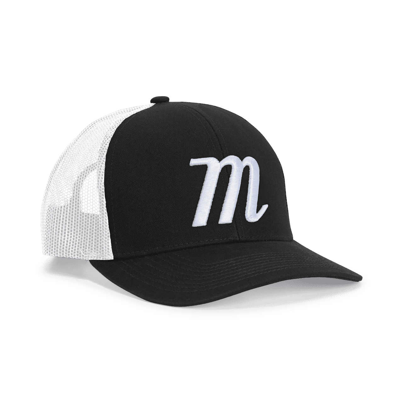 Marucci 'M ' Trucker Snapback Hat - Black White - HIT a Double - 1