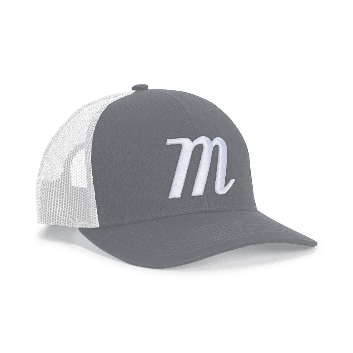 Marucci &#39;M &#39; Trucker Snapback Hat - Gray White - HIT a Double - 1