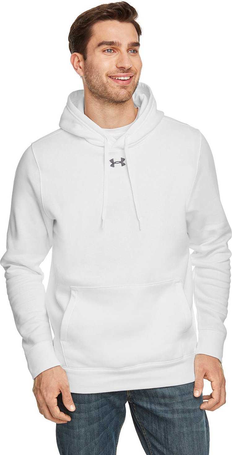 Under Armour 1300123 Mens Hustle Pullover Hooded Sweatshirt - White Graphite