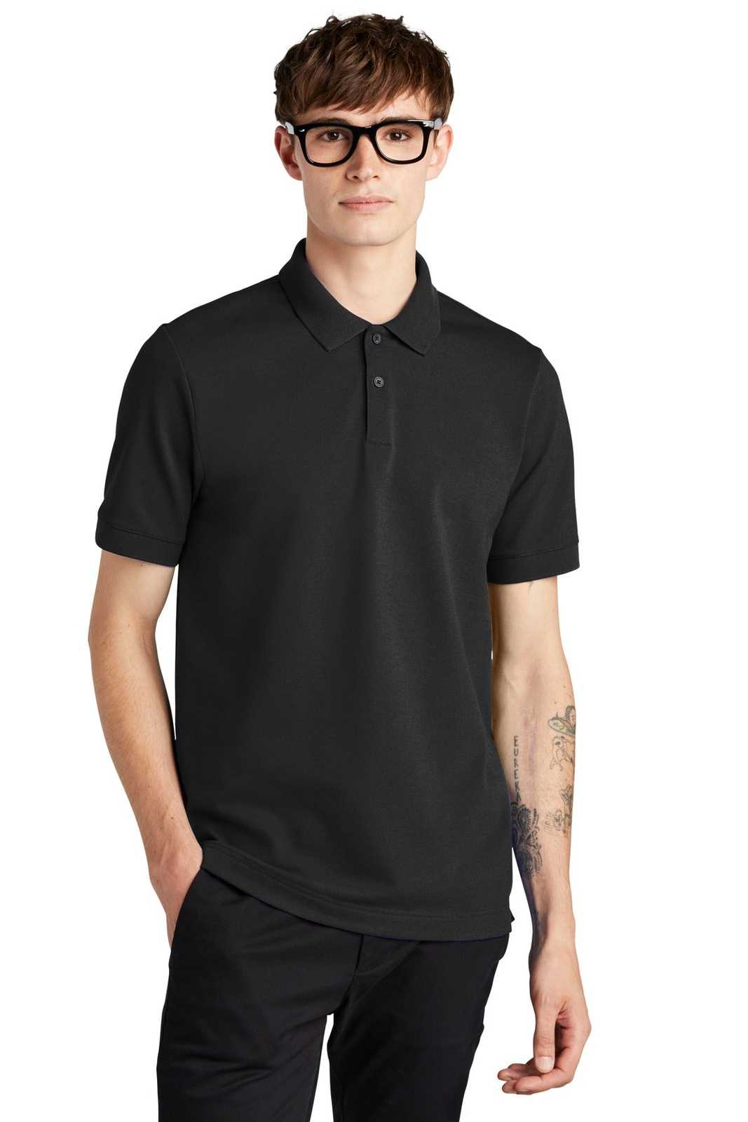 Mercer+Mettle MM1000 Stretch Heavyweight Pique Polo - Deep Black - HIT a Double - 1