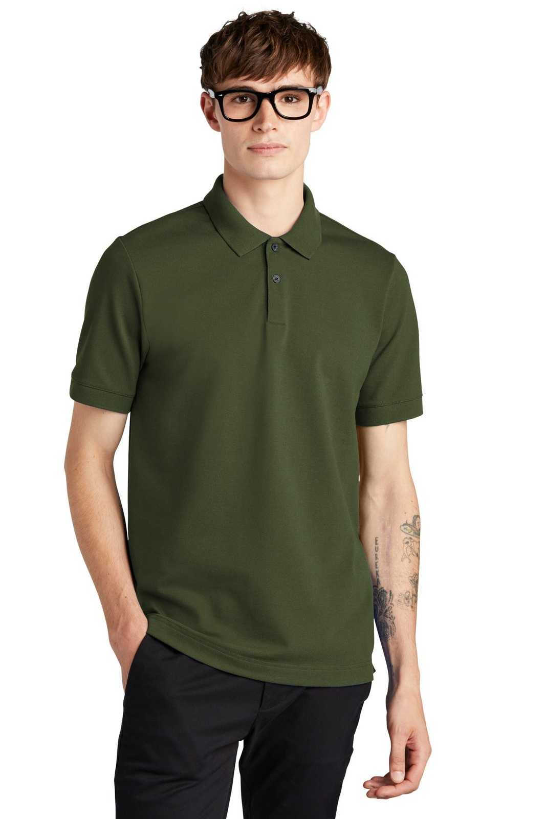 Mercer+Mettle MM1000 Stretch Heavyweight Pique Polo - Townsend Green - HIT a Double - 1